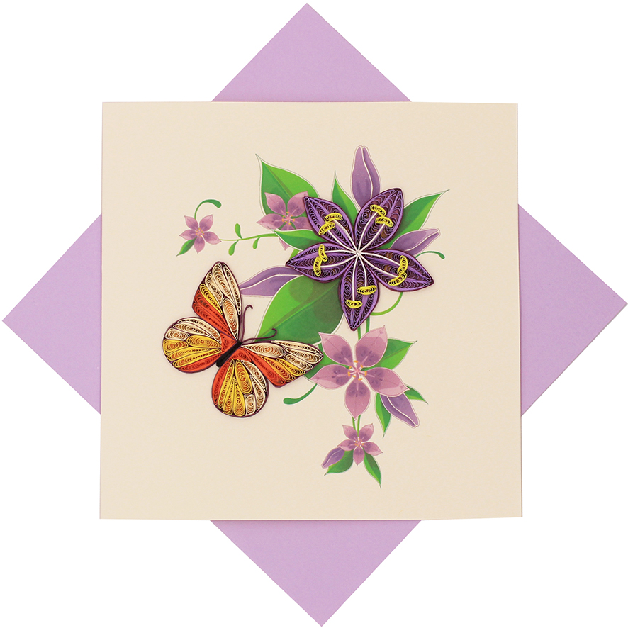 Butterfly & Purple Flower Card